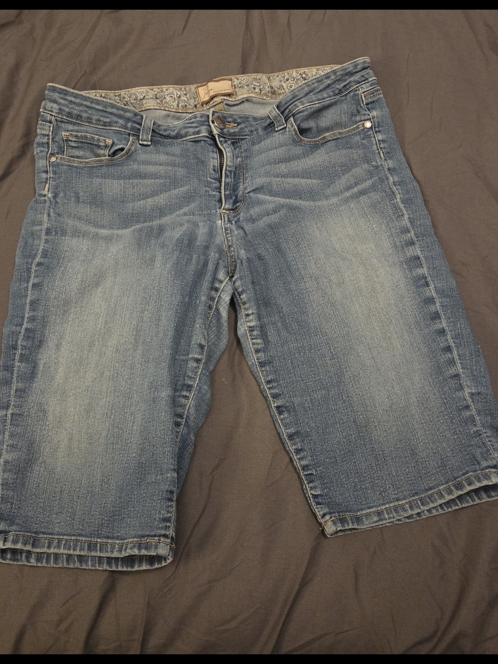 PAIGE Light Blue Cropped Denim Shorts